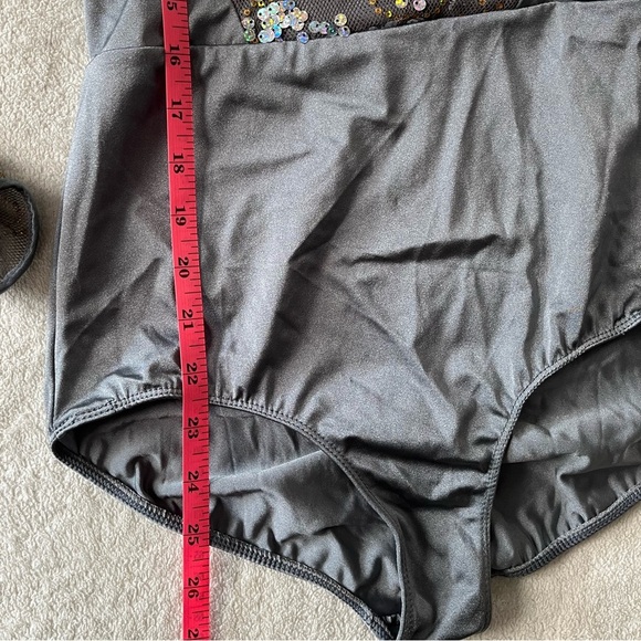 Revolution Dance Leotard Gray Silver Sequin, Adult Medium - Picture 4 of 12